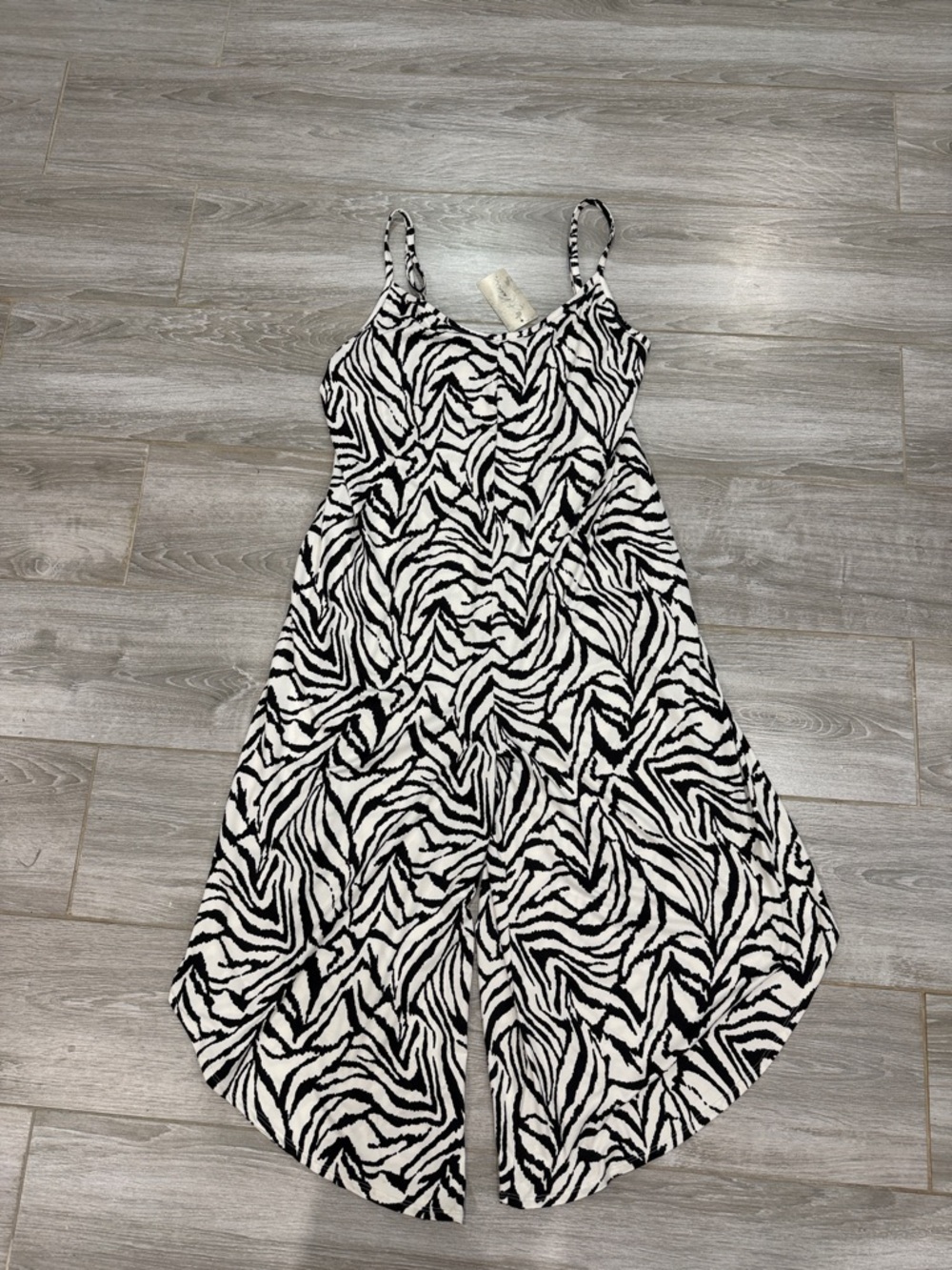New J Valdi Zebra-Print Slip Dress - Black & White XL
